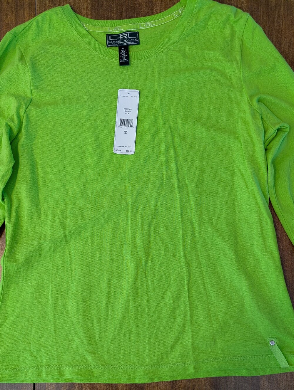 Lauren Ralph Lauren Active Highlighter Green Tee Size XL NWT